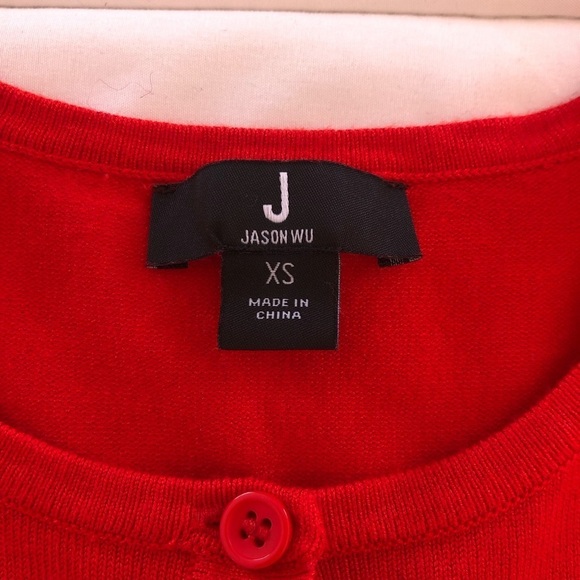 Jason Wu vintage Red knit cardigan peplum Sweater XS - Picture 9 of 11